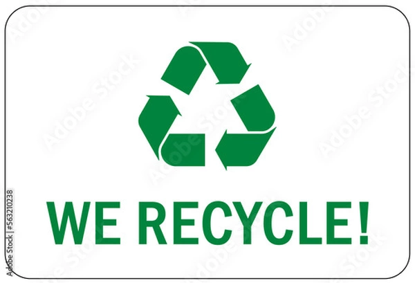 Fototapeta Recycle sign and label recycling center we recycle!