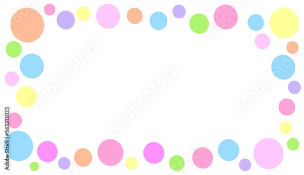 Fototapeta カラフルな水玉のフレーム―背景イラスト
