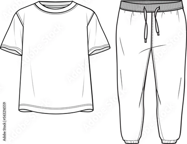 Obraz KIDS WEAR TEE AND JOGGER  PAJAMA SET FASHION FLAT DESIGN VECTOR