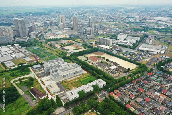 Obraz 柏市の住宅街の空撮