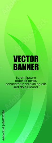 Fototapeta 明るいグリーンの曲線グラデーションで描かれたアブストラクト背景画像。ヘッダー、バナー、タイトル用ベクター画像。