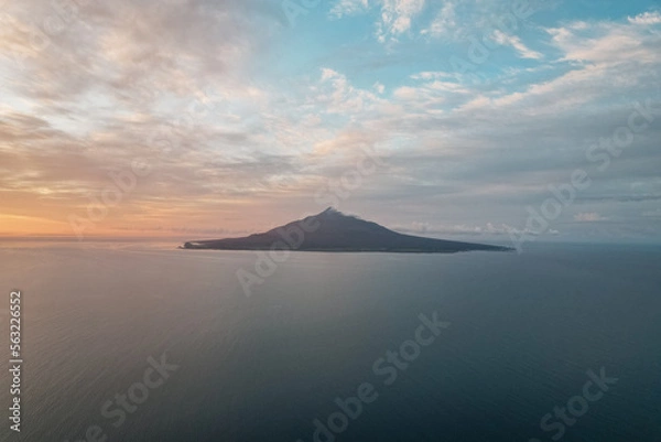 Obraz Aerial view of Mount Rishiri and sea from the above