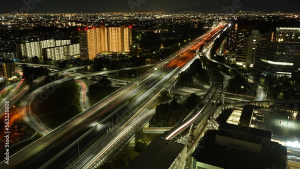 Obraz Highway interchange in Osaka city Japan at night