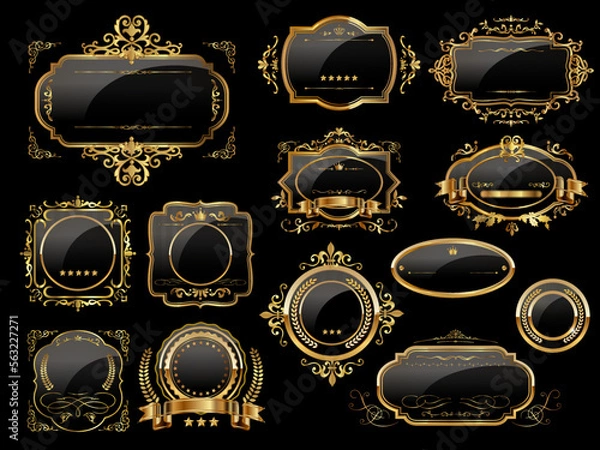 Obraz 高級感のあるビンテージアイコンセット（黒系）

