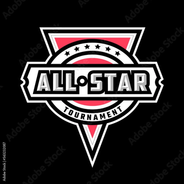 Fototapeta All star game logo, emblem on a dark background. Vector illustration.