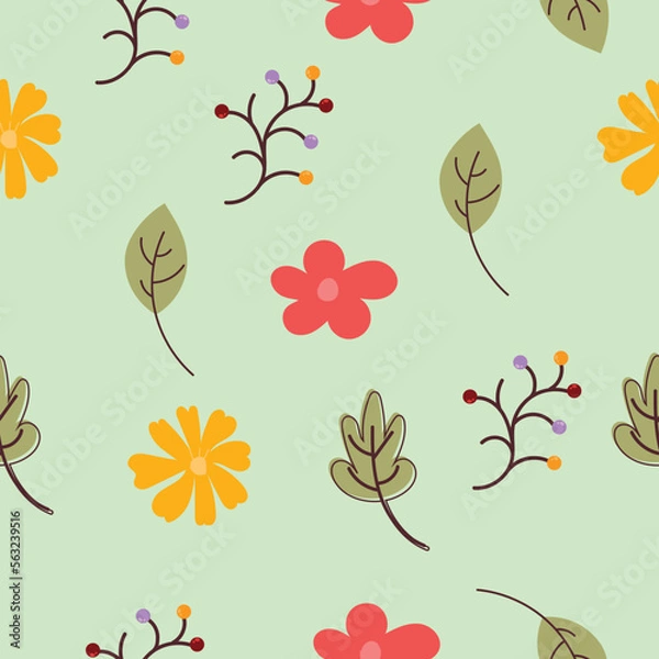 Obraz Vector seamless pattern background with flowers, colorful pattern, leaf flower illustration. 