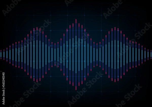 Fototapeta Digital sound wave futirstic line technology. Sonar signal voice equalizer