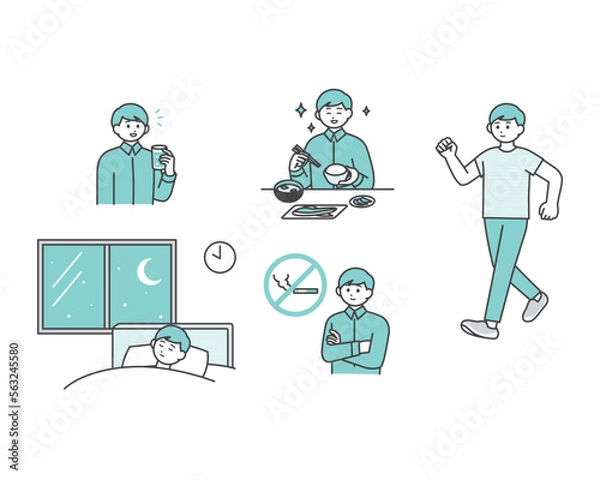 Obraz 生活習慣を予防する習慣のイメージイラスト素材