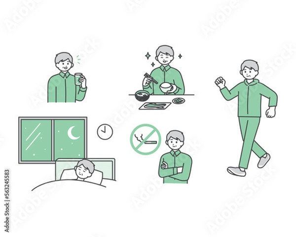 Obraz 生活習慣を予防する習慣のイメージイラスト素材