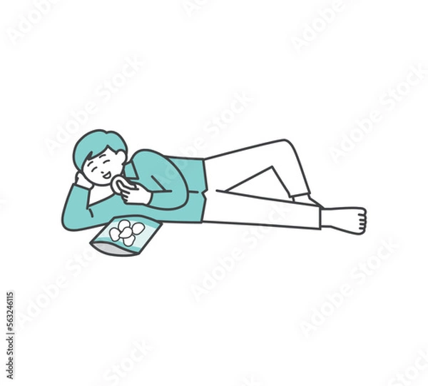 Fototapeta だらだらしてる男性のイラスト素材