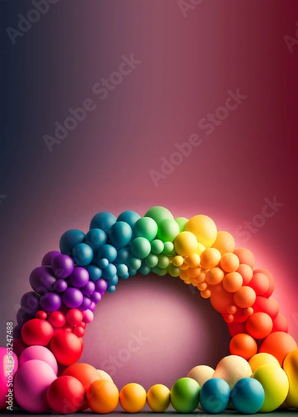 Fototapeta Realistic Balloons Decorated Rainbow Style Illustration.