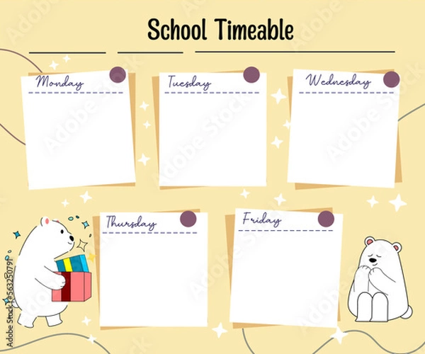 Obraz kawaii bear weekly planner 