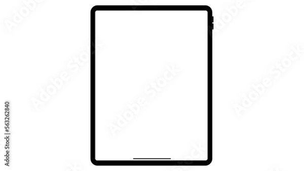 Fototapeta Modern black tablet computer with blank horizontal screen isolated on white background. PNG