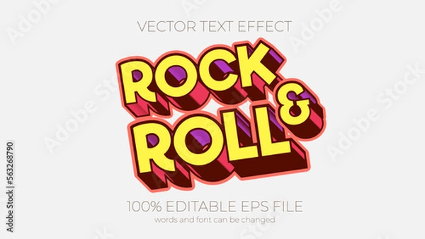 Obraz rock and roll editable text effect style, EPS editable text effect