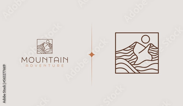 Fototapeta Mountain Adventure Logo Template. Universal creative premium symbol. Vector illustration. Creative Minimal design template. Symbol for Corporate Business Identity