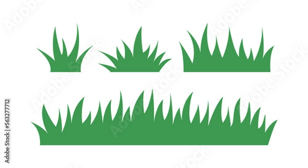 Fototapeta Tufts of grass set isolated on white background. Vector illustration