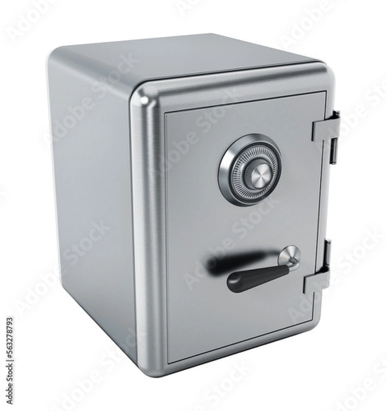 Fototapeta Steel safe with closed door on transparent background.