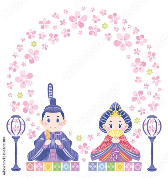 Fototapeta ひなまつり　おひなさま飾り　丸フレーム