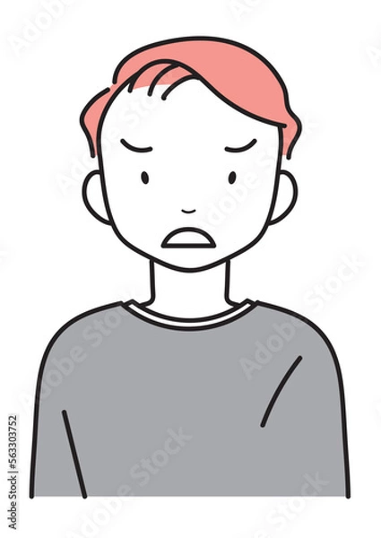 Fototapeta 怒る・困る・ナーバスな若い男性　上半身