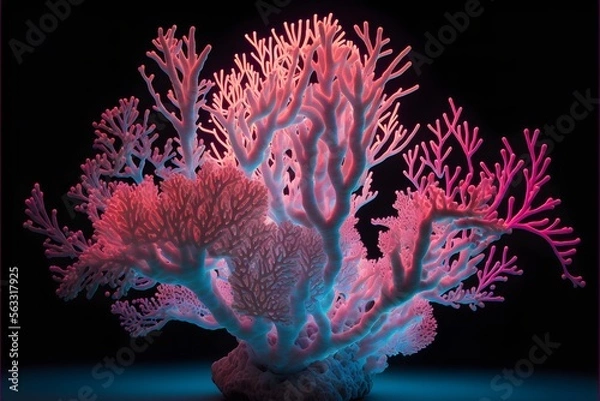Obraz Corals on a dark background, generative ai