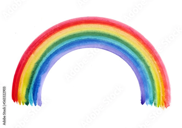 Obraz Colored rainbow made in watercolor on a white paper background.