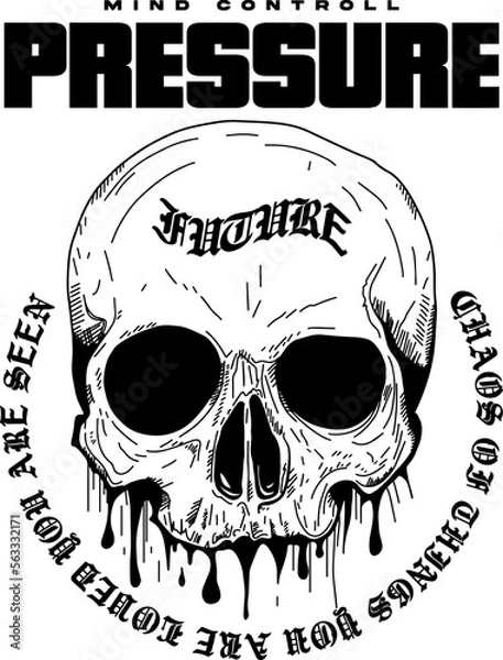 Obraz hand drawn skull with slogan Vector design for t-shirt graphics, banner, fashion prints, slogan tees, stickers, flyer, posters and other creative uses