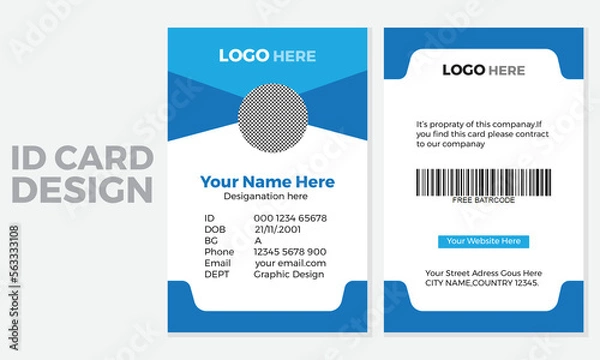 Obraz Modern Id Card Design,Creative Id Card Design,Business Id Card Design,Modern And Clean Id Card Design.