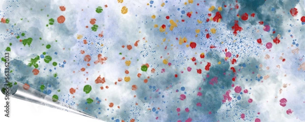 Obraz unique background design of paint splashes and brush strokes with transparent media and page curl
