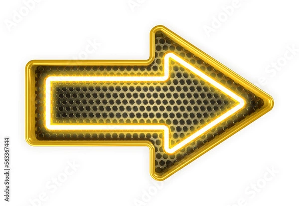 Obraz Metallic arrow with yellow neon