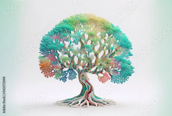 Fototapeta Psychedelic Tree of Life. Generated using Midjourney AI