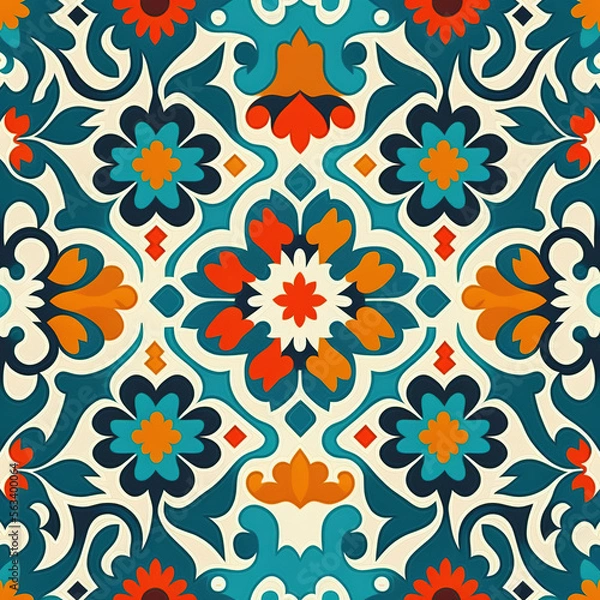 Fototapeta Modern pattern with Kazakh folk ornament - generated by Generative AI