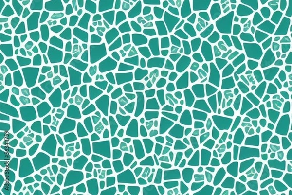 Obraz Tileable turquoise and white irregular shaped mosaic pattern. generative AI. 