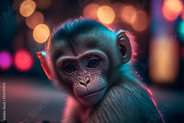Obraz A cute baby monkey, generative ai 