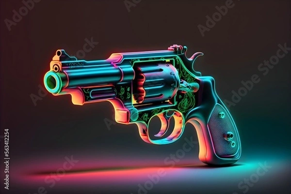 Obraz A neon-lit gun, generative ai 