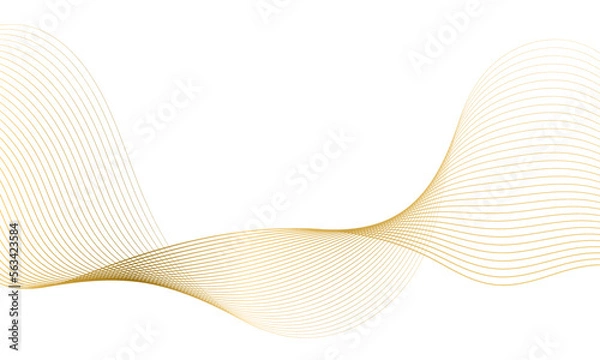 Fototapeta Abstract gold gradient wave element for design. Digital frequency track equalizer. Stylized line art background. Vector illustration. Wave with lines created using blend tool. Curved wavy line.
