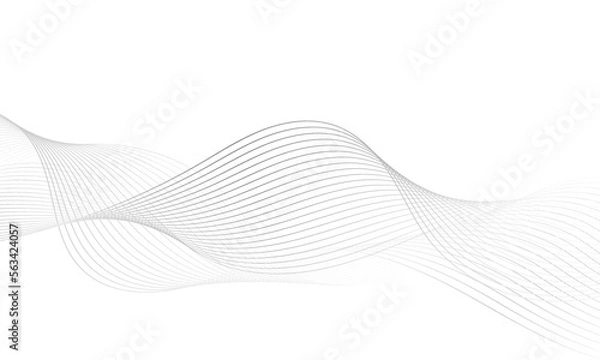 Obraz Abstract platinum gradient wave element for design. Digital frequency track equalizer. Stylized line art background. Vector illustration. Wave with lines created using blend tool. Curved wavy line.
