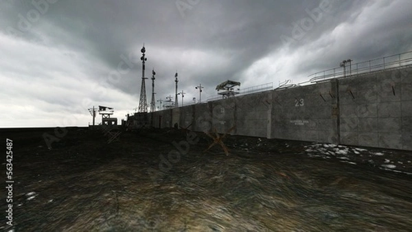 Obraz 3d-illustration of a dystopian post-apocaliptic zombie wall