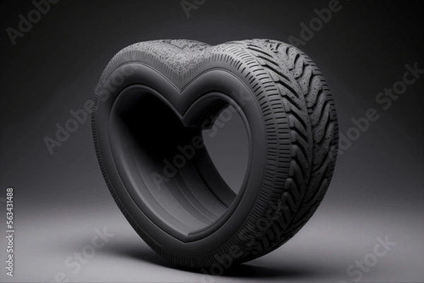 Fototapeta car tire in the shape of a heart made by generative ai