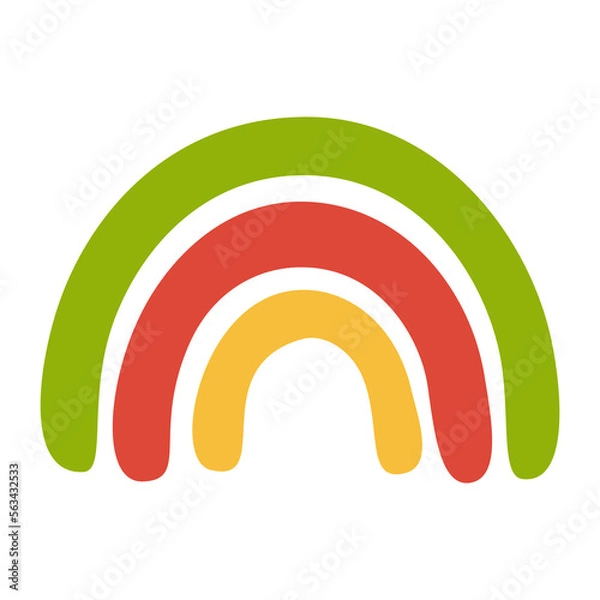 Fototapeta cute rainbow in bohemian style vector illustration for graphic design and decorative element, green, red, and yellow
