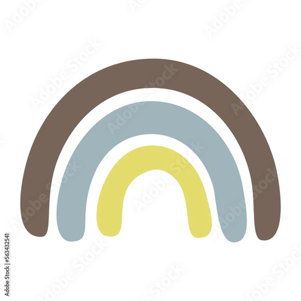 Fototapeta cute rainbow in bohemian style with earth colors vector illustration for graphic design and decorative element, brown, blue, and green