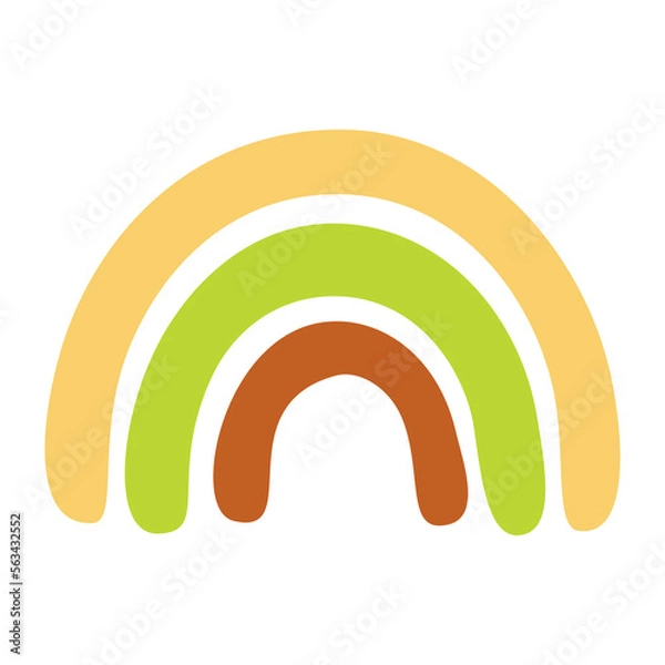Fototapeta cute rainbow in bohemian style with earth colors vector illustration for graphic design and decorative element, yellow, green, and brown