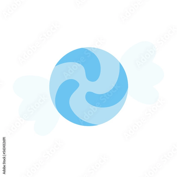 Fototapeta  cute sweet blue spiral candy sugar vectors illustration for graphic design, symbol, icon, and decorative element. candy emoji icon