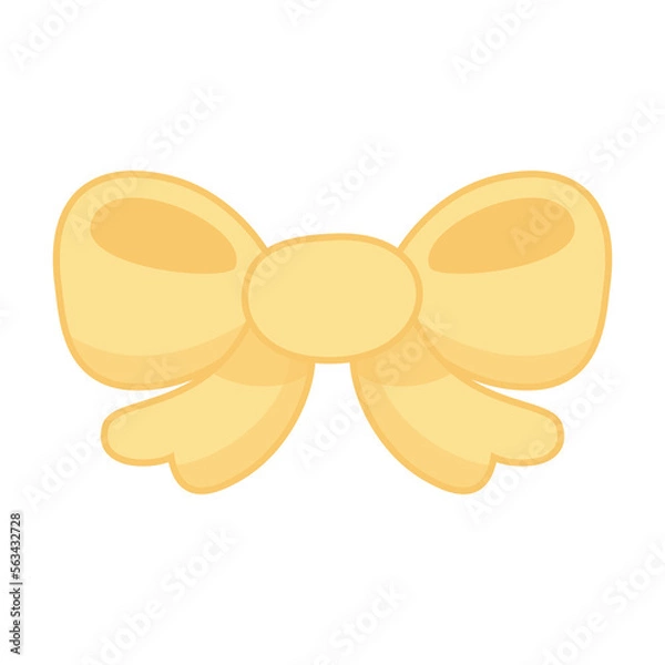 Fototapeta cute yellow ribbon bow tie vector illustration for graphic design and decorative element