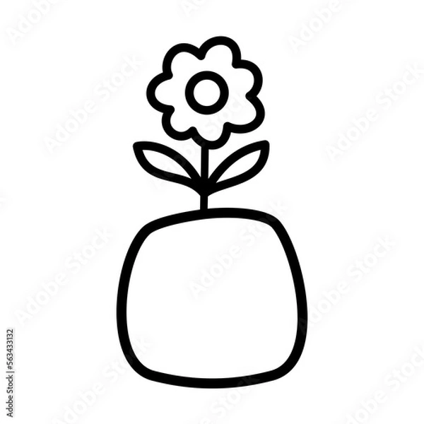 Fototapeta cute flower daisy and clay pot symbol and icon