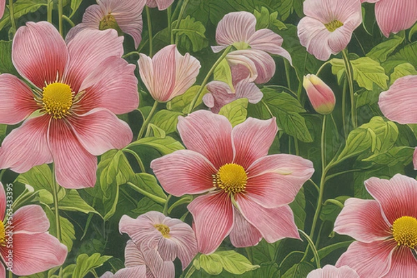 Fototapeta 1900s Vintage Flowers Seamless Background