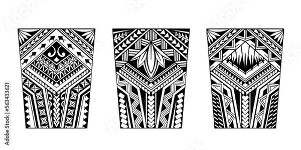 Fototapeta Wrap around arm polynesian tattoo set design. Pattern aboriginal samoan. illustration EPS10