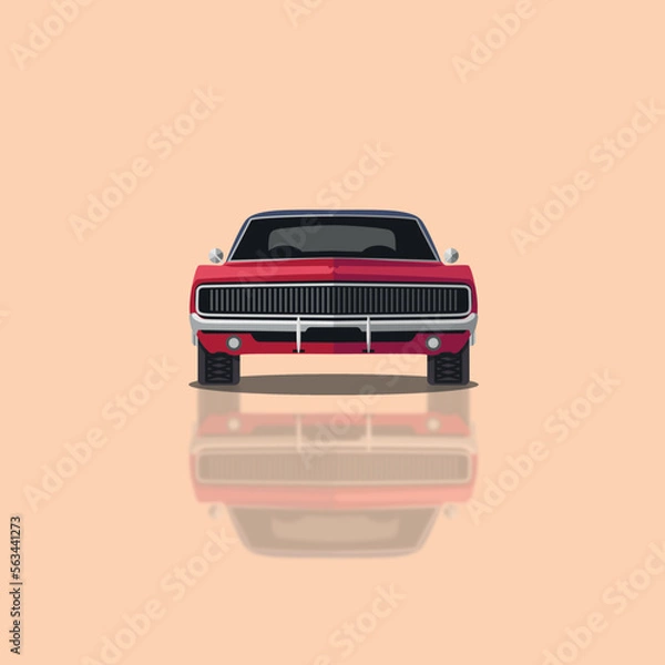 Obraz Sportive car vector Ilustration flat solid front view