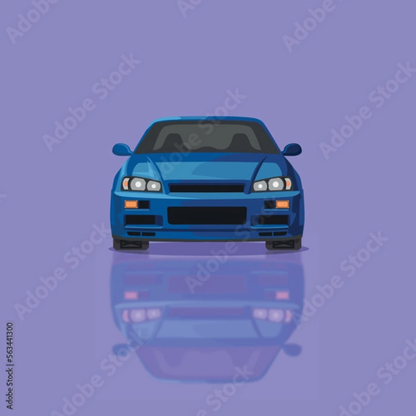 Obraz Sportive car vector Ilustration flat solid front view