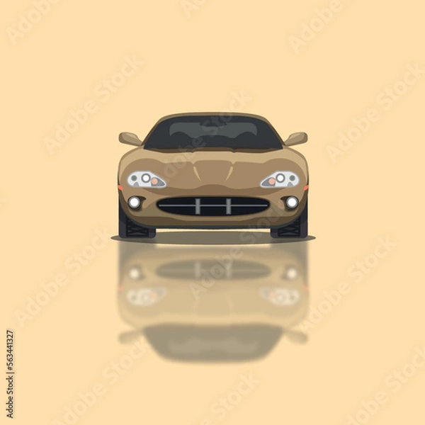Obraz Sportive car vector Ilustration flat solid front view