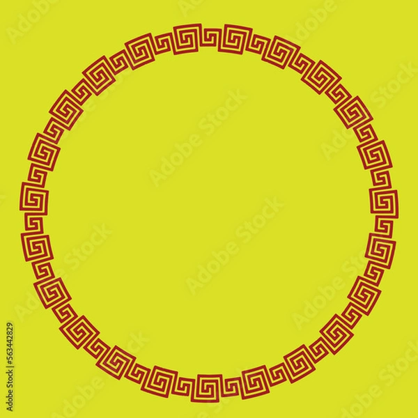 Fototapeta Ornamen circle with red maroon and background yellow
